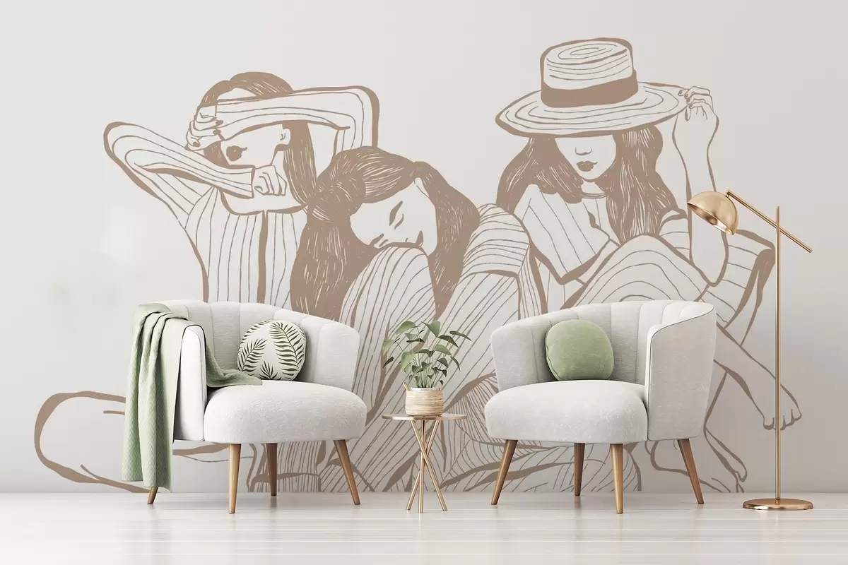 Fototapet Flickor nyanser av beige w04384v2