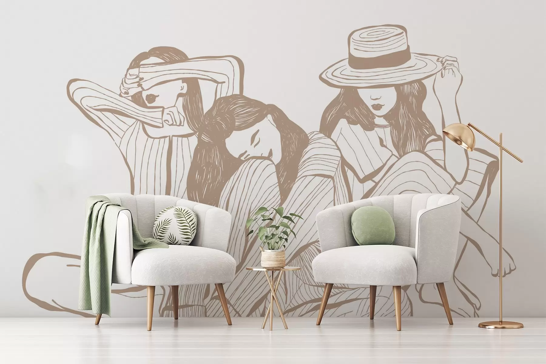 Fototapet Flickor nyanser av beige w04384v2