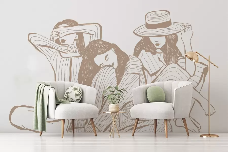 Fototapet Flickor nyanser av beige w04384v2