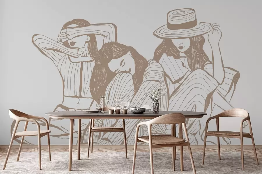 Fototapet Flickor nyanser av beige w04384v2