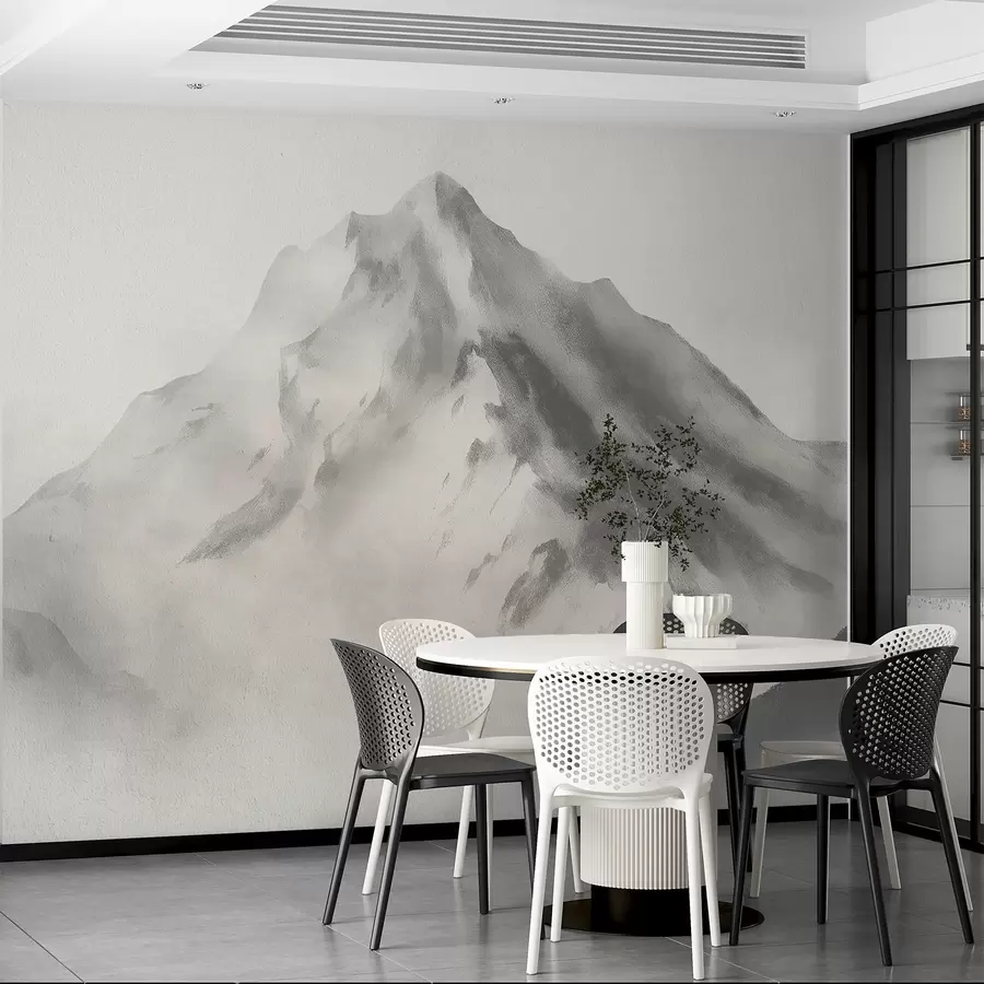 Fototapet Minimalistiska berg i dimma med fin textur w04374