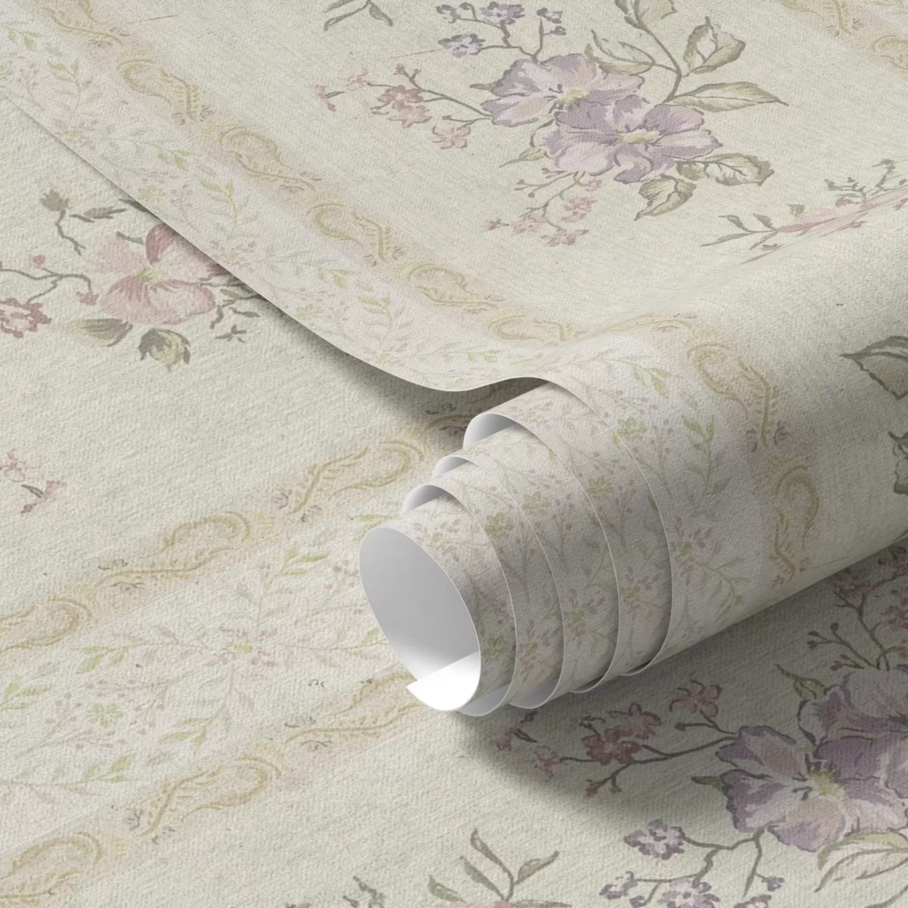 Fototapet Vintageblommor på en randig bakgrund med prydnad a00440