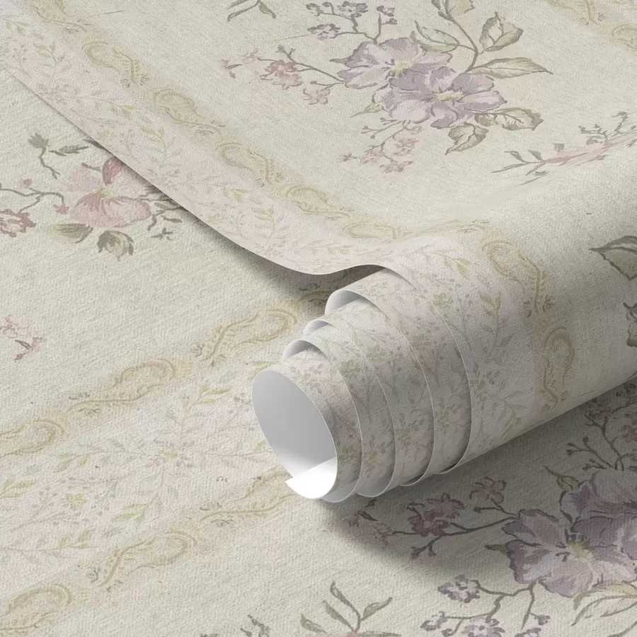 Fototapet Vintageblommor på en randig bakgrund med prydnad a00440