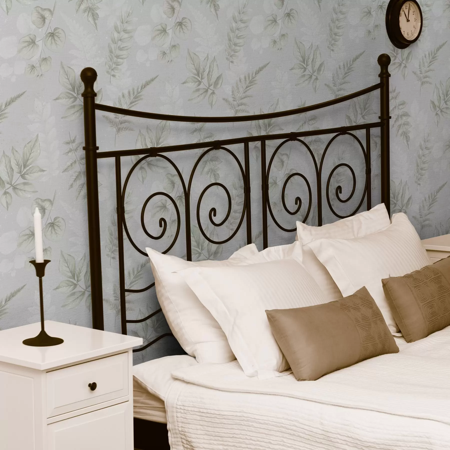 Fototapet Lätta akvarellblad med stänkeffekt på en grå bakgrund a00446