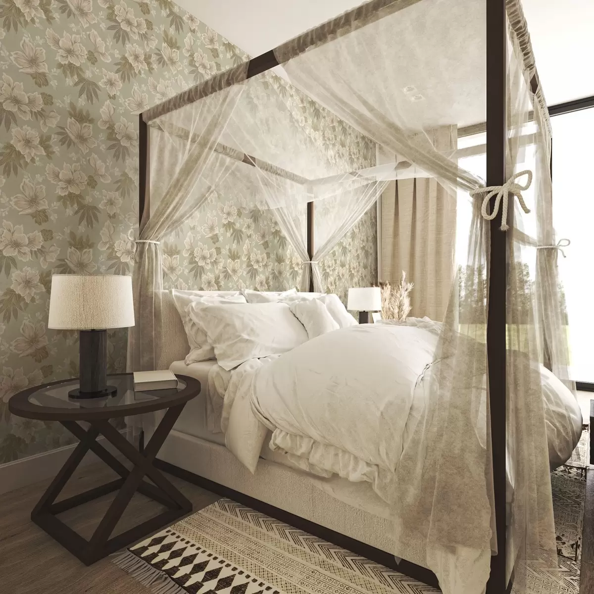 Bakgrund Krämfärgade blommor på olivgrön bakgrund a00462