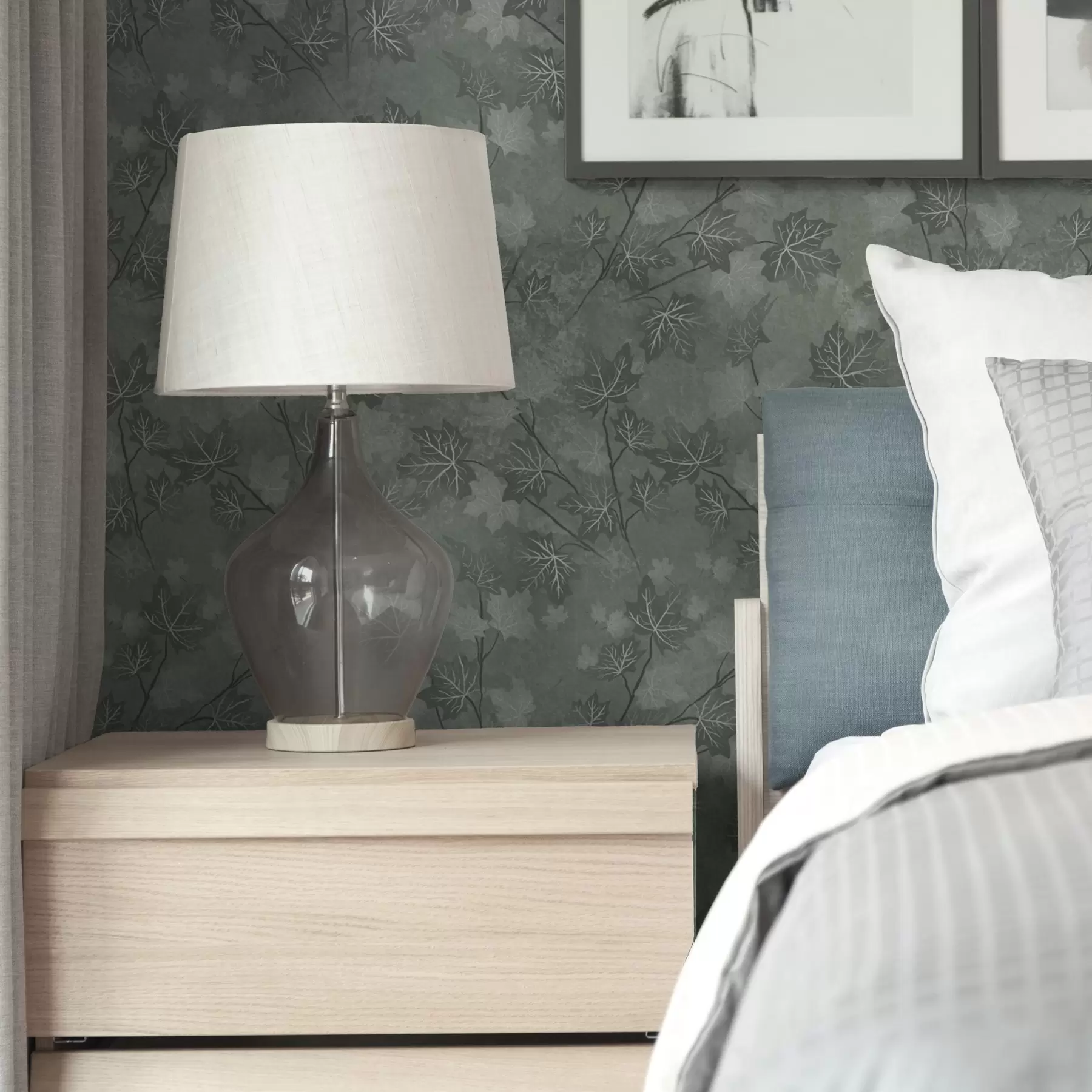 Fototapet Matt lönnlöv i mjuka gröna toner a00464