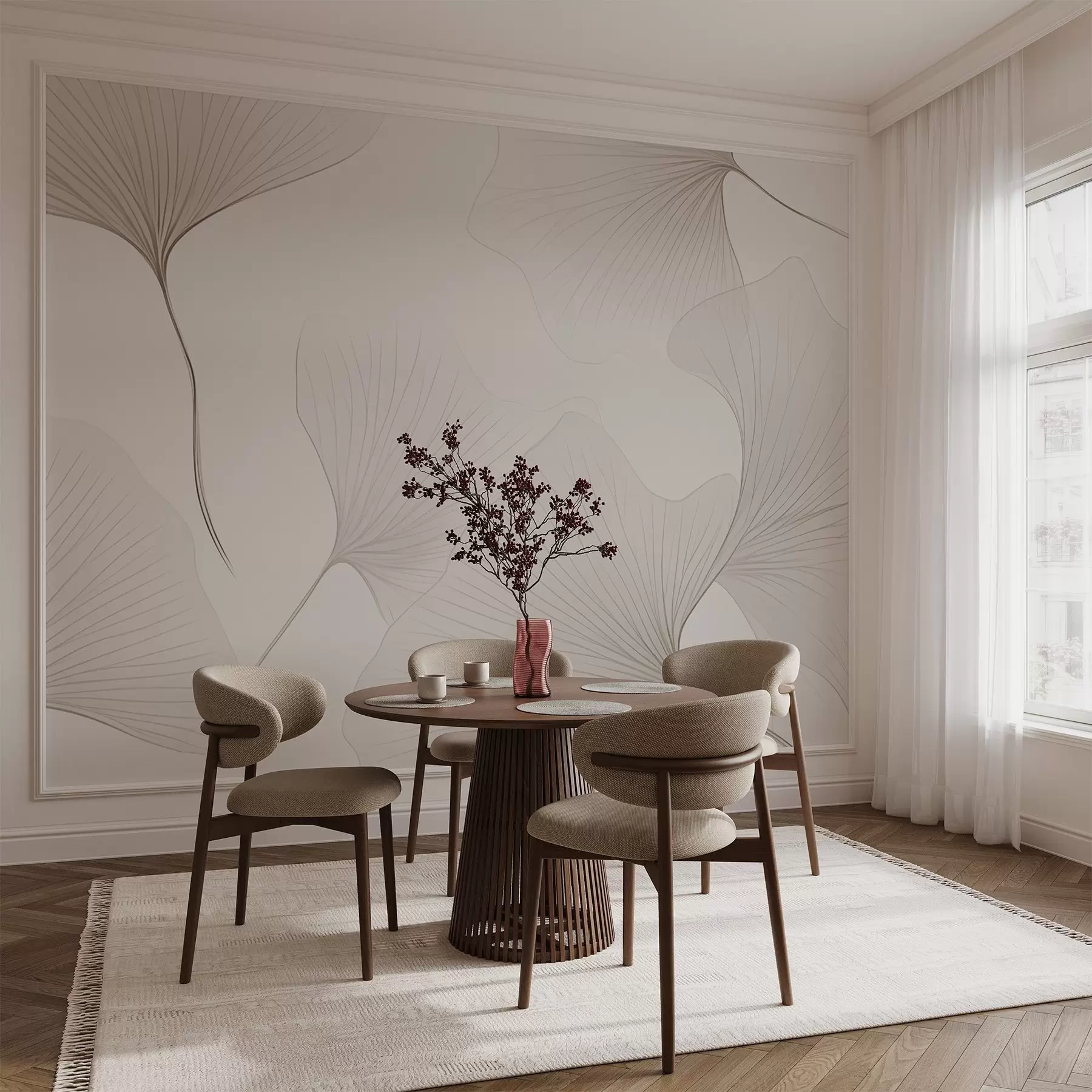 Fototapet Transparenta ginkgoblad w04433v1