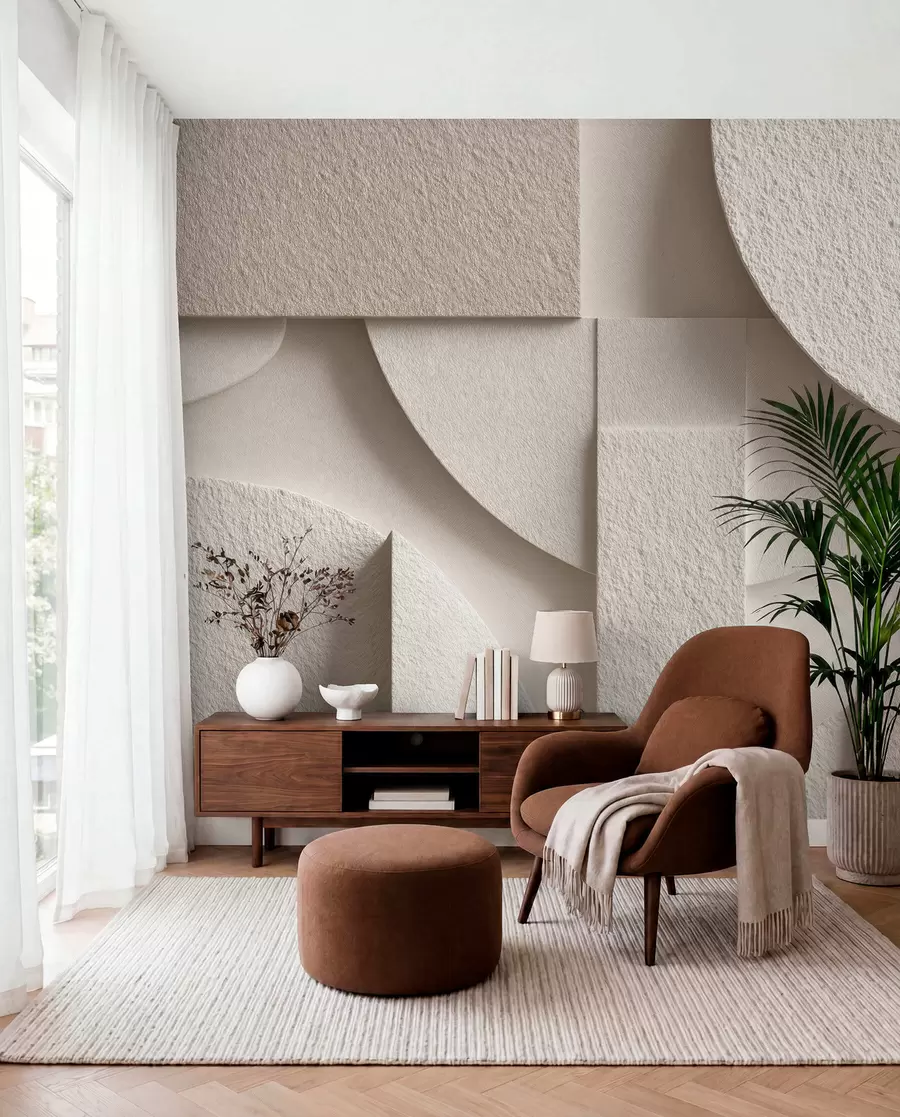 Fototapet Abstrakt komposition av beige geometriska former w04395