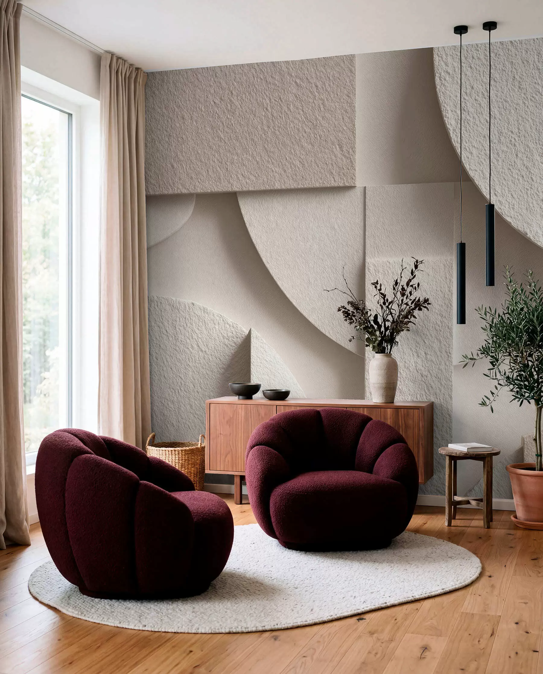 Fototapet Abstrakt komposition av beige geometriska former w04395