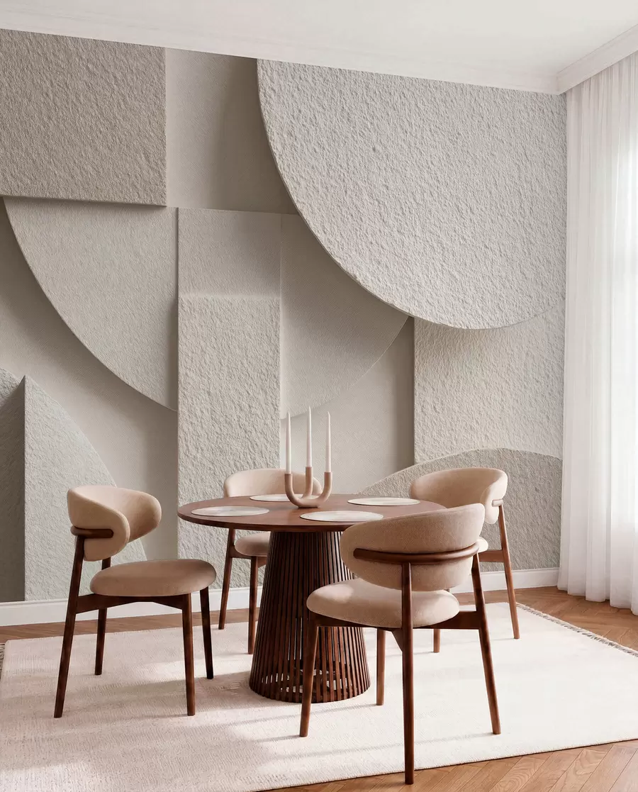 Fototapet Abstrakt komposition av beige geometriska former w04395