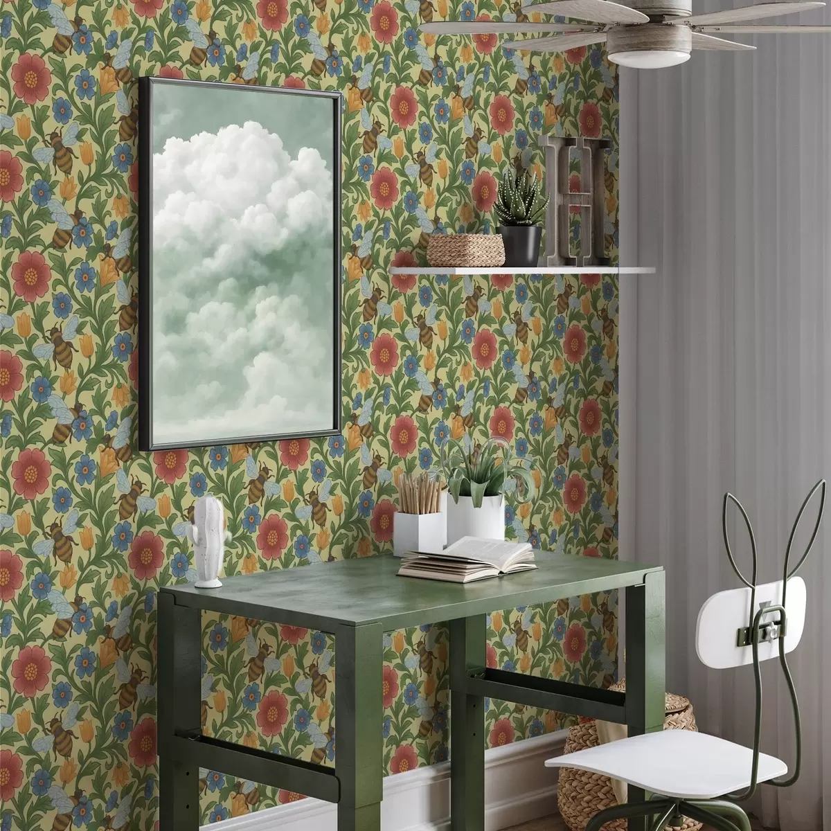 Bakgrund Ljusa blommor med stora bin a00315