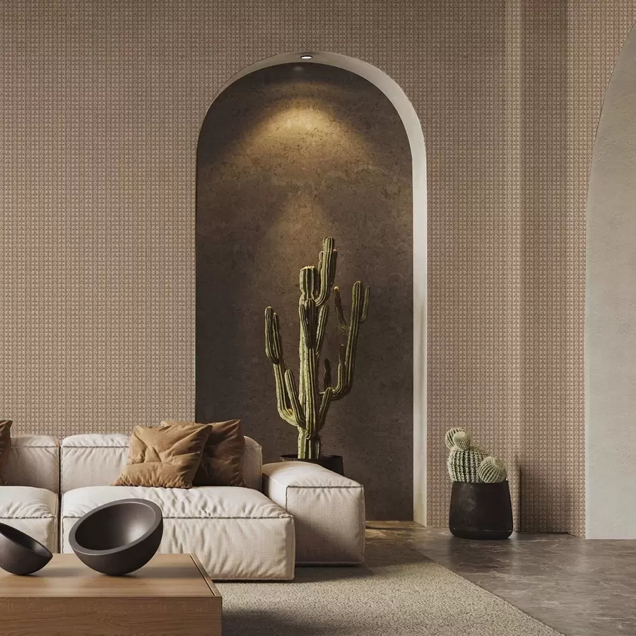 Fototapet Randig prydnad med röda blommor a00341