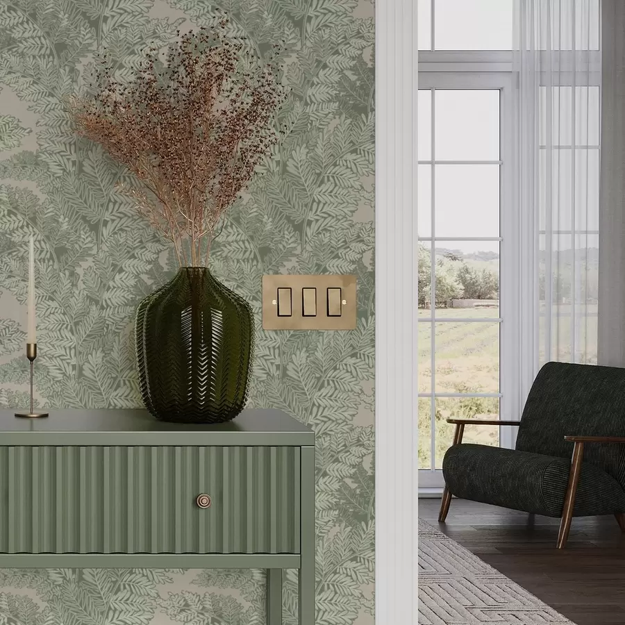 Fototapet Grönt mönster med ormbunksblad a00345