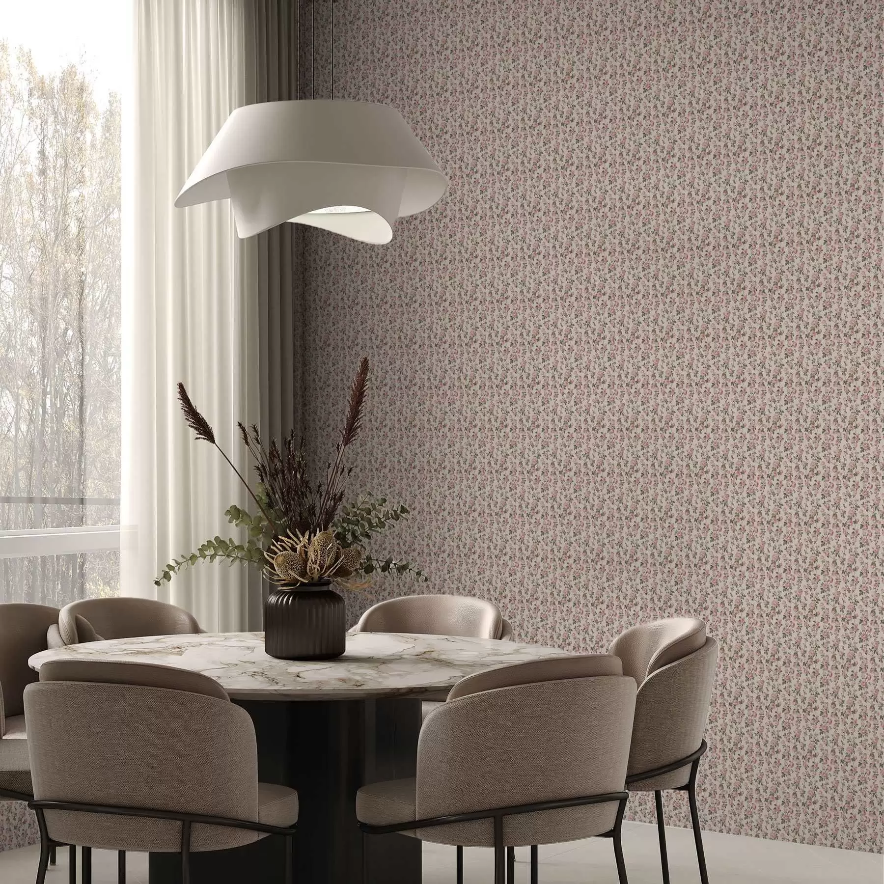 Fototapet Rosa rosor på en beige bakgrund a00346