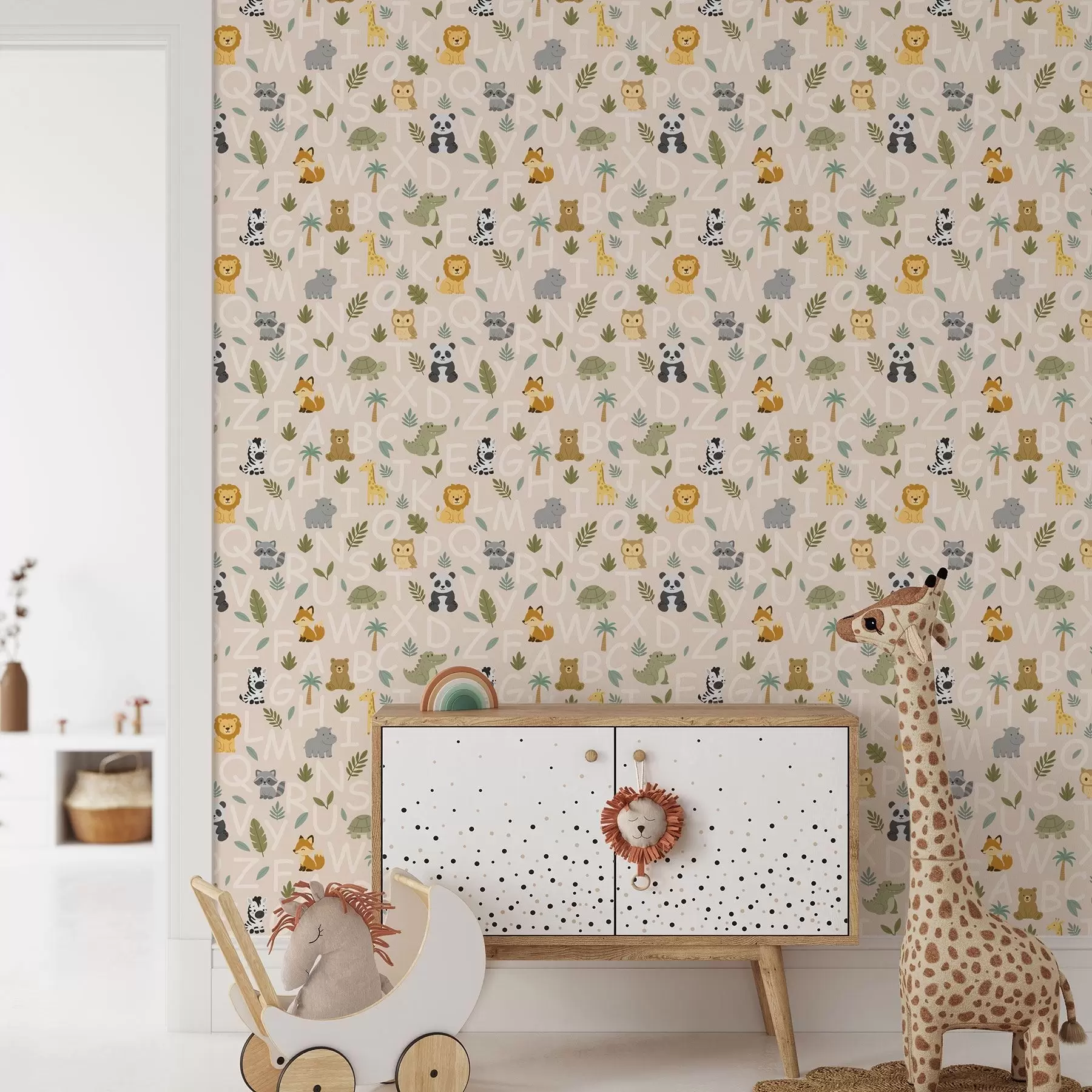 Fototapet Alfabetet med söta djur och växter för barn a00400