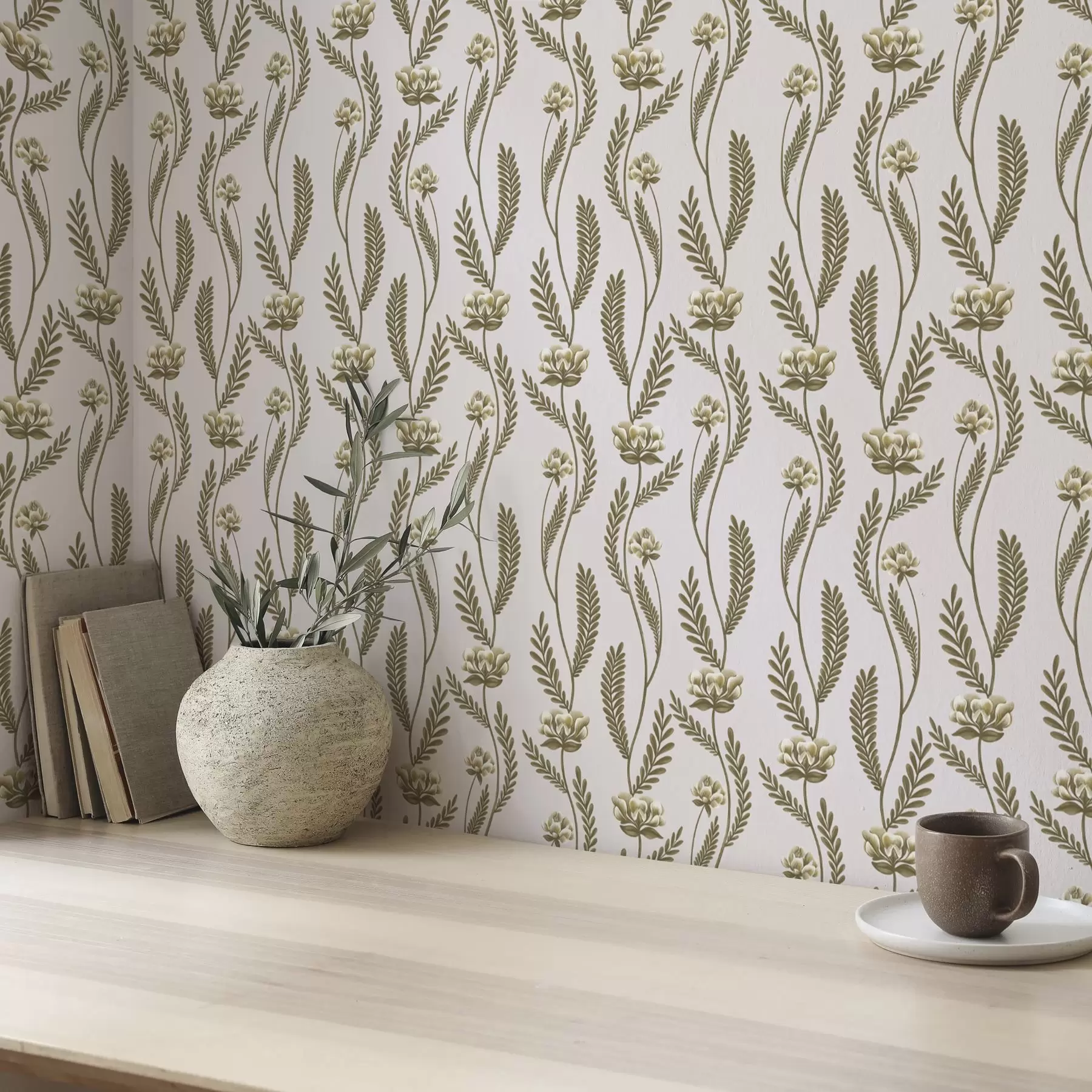 Fototapet Vertikal prydnad med vita blommor på rosa bakgrund a00476