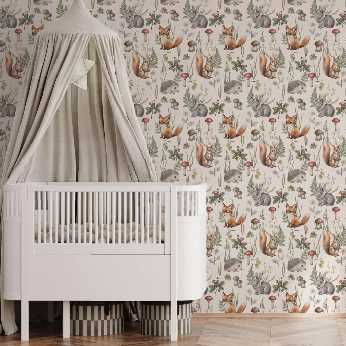 Bakgrund Skogens djur, svampar och växter i sagostil a00477