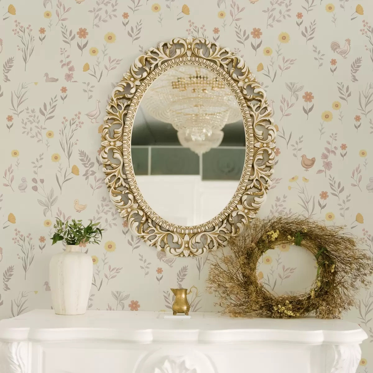 Bakgrund Fältblommor och kycklingar i mjuka pastellfärger a00478