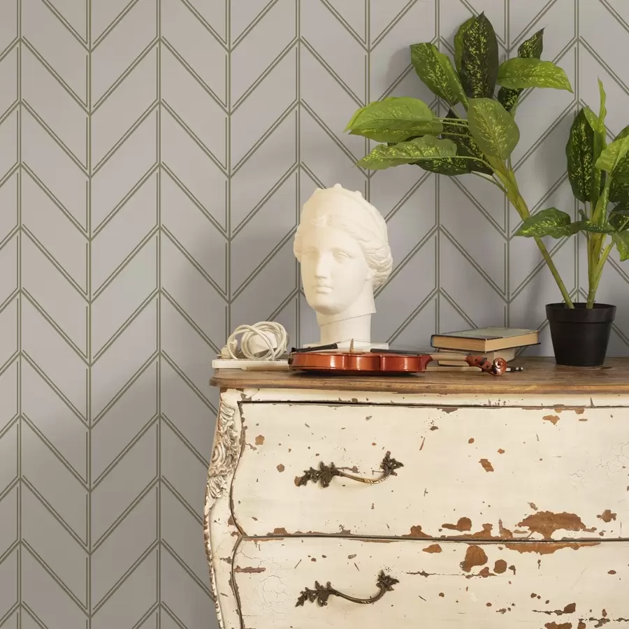 Fototapet Geometri i form av granar med dubbla linjer a00488