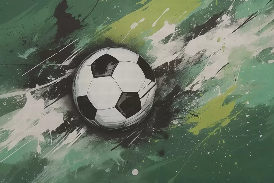 Fototapet Fotboll med suddig graffiti i bakgrunden w04467