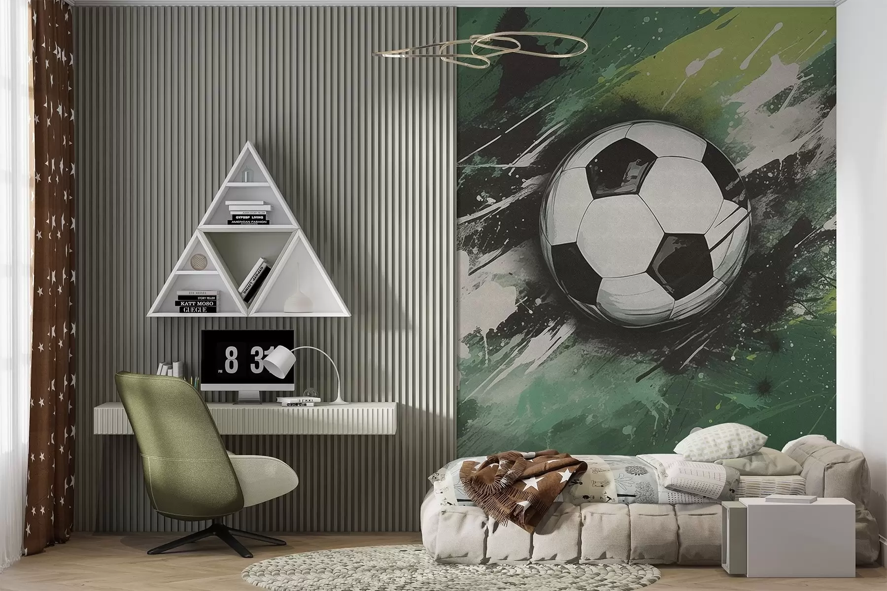 Fototapet Fotboll med suddig graffiti i bakgrunden w04467