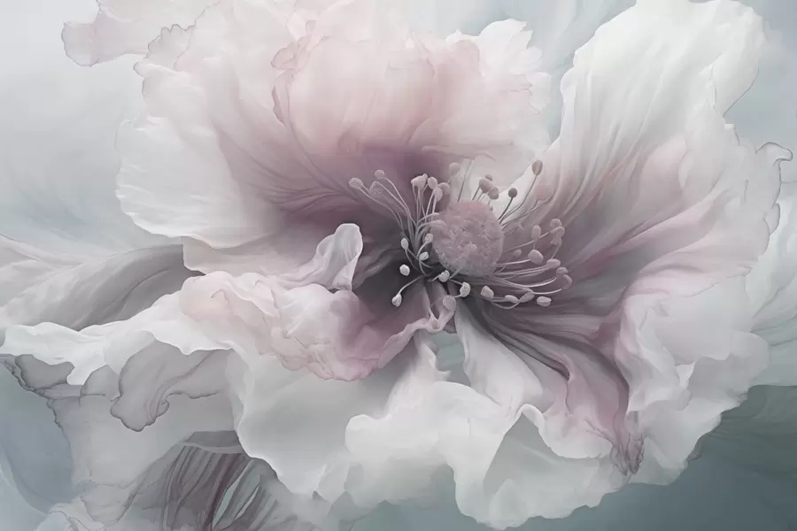 Fototapet Delikat blomma med rosa och vita kronblad w04446