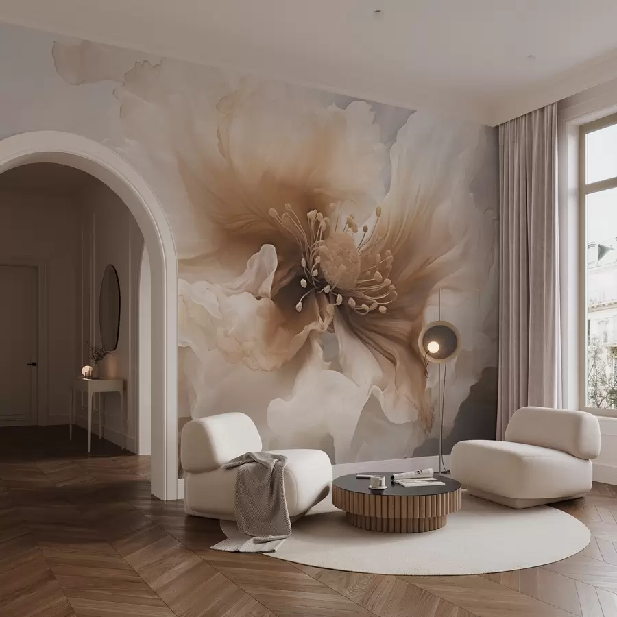 Fototapet Delikat blomma i varma beige toner w04446v1