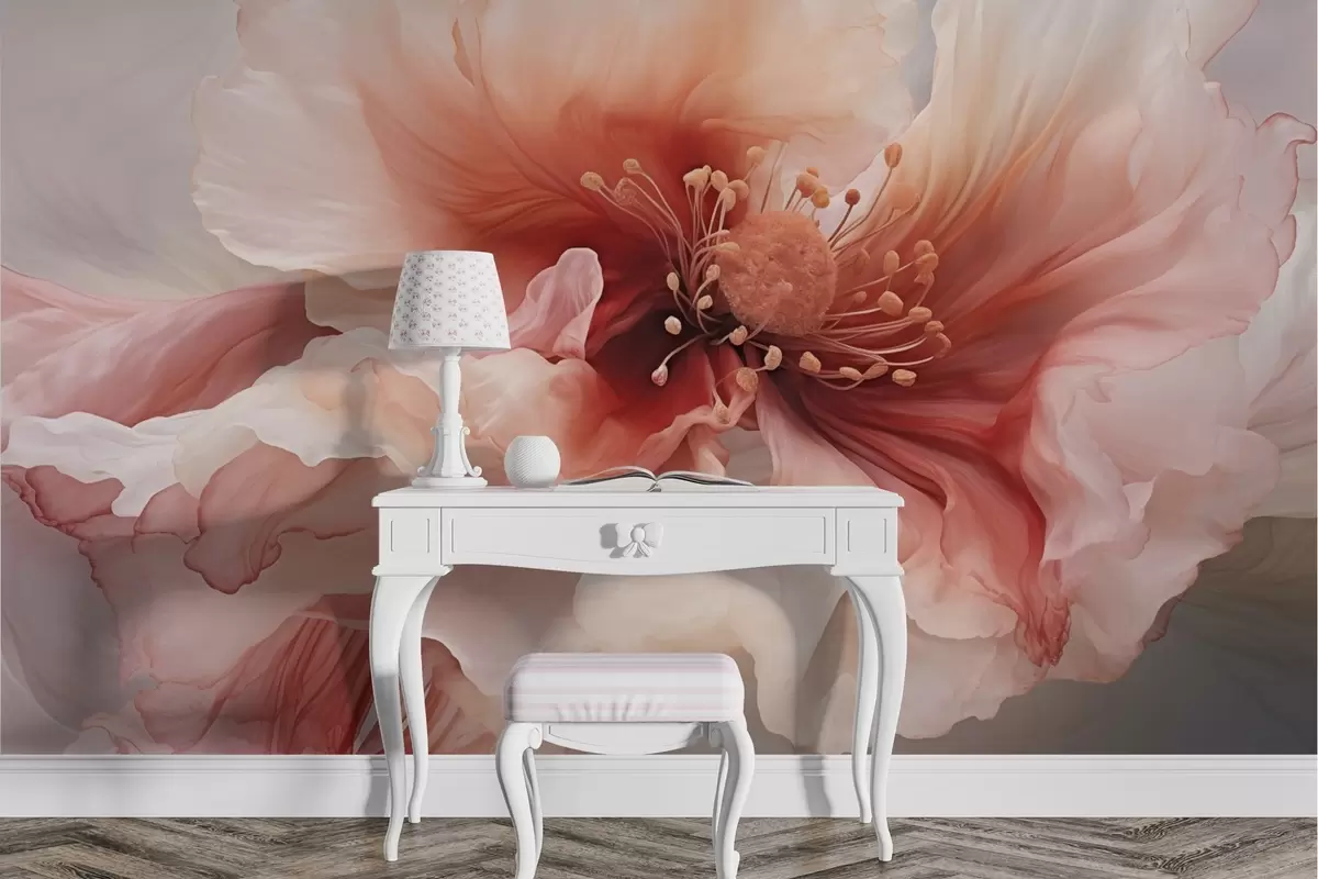 Fototapet Stor blomma i röda och rosa toner w04446v2