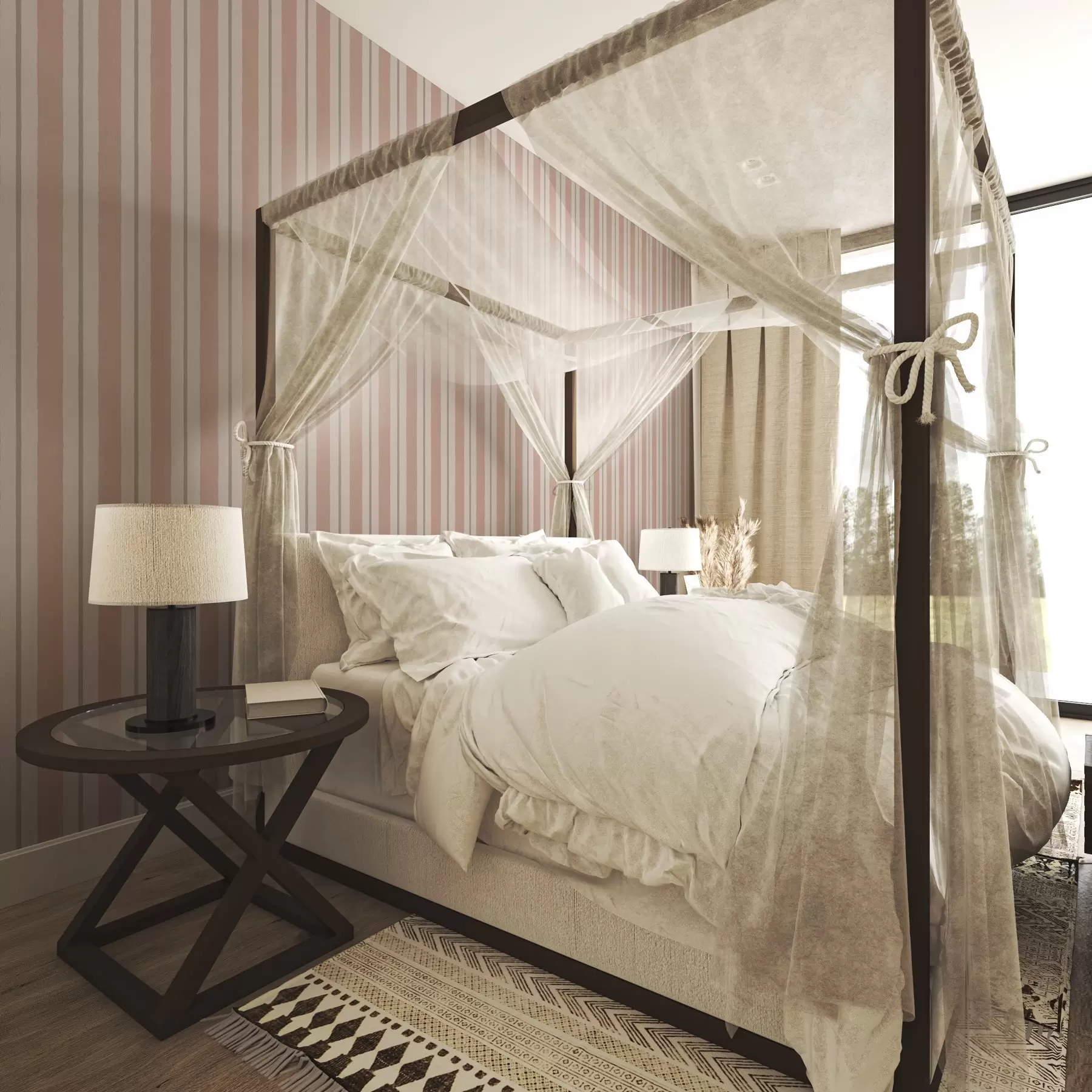 Fototapet Terracotta-beige breda ränder med en gråaktig accent a00513