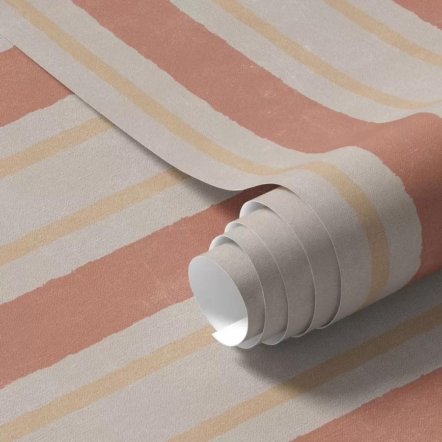 Fototapet Breda ränder i terrakotta-beige toner a00514