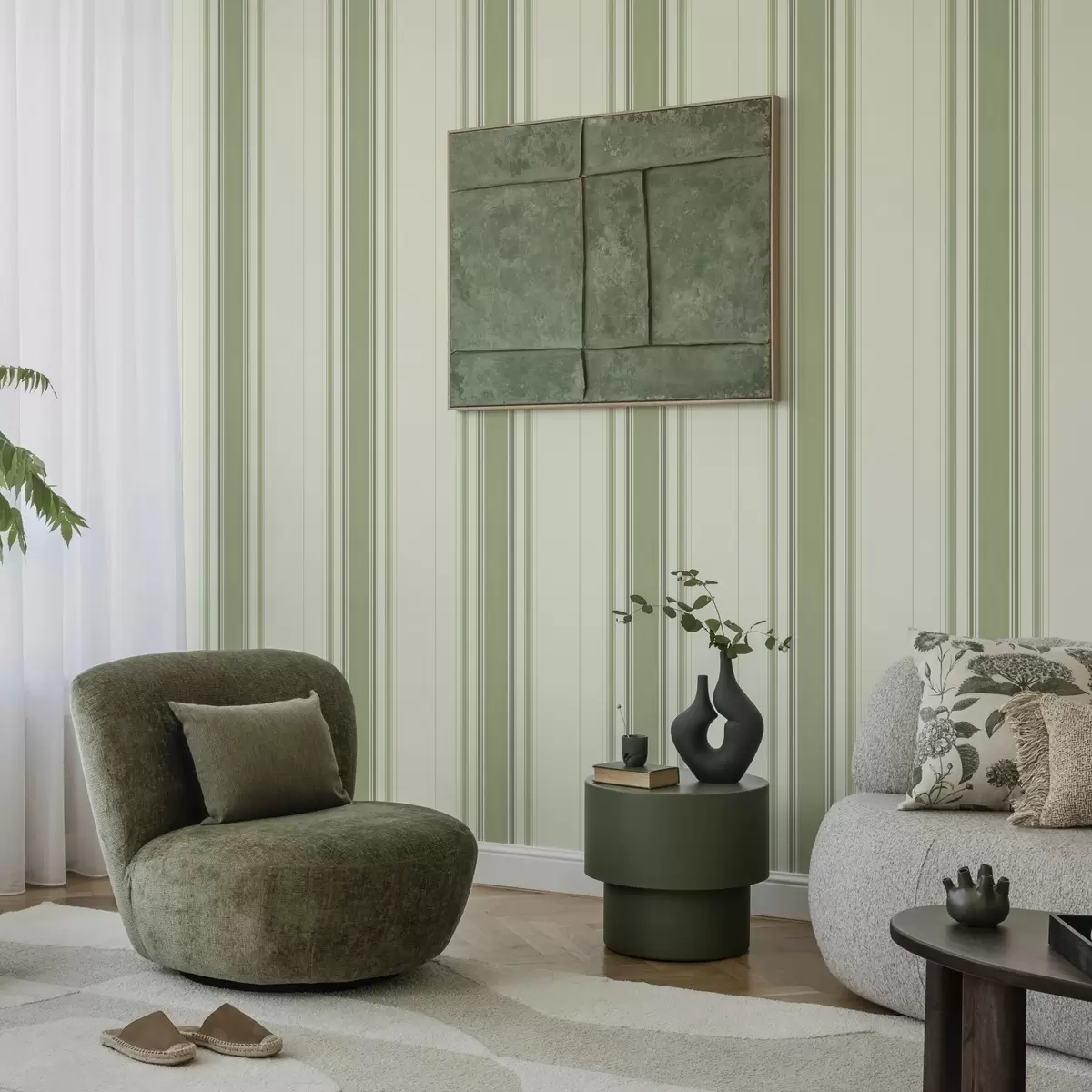 Bakgrund Krämfärgad bakgrund med en bred grön mittremsa a00519