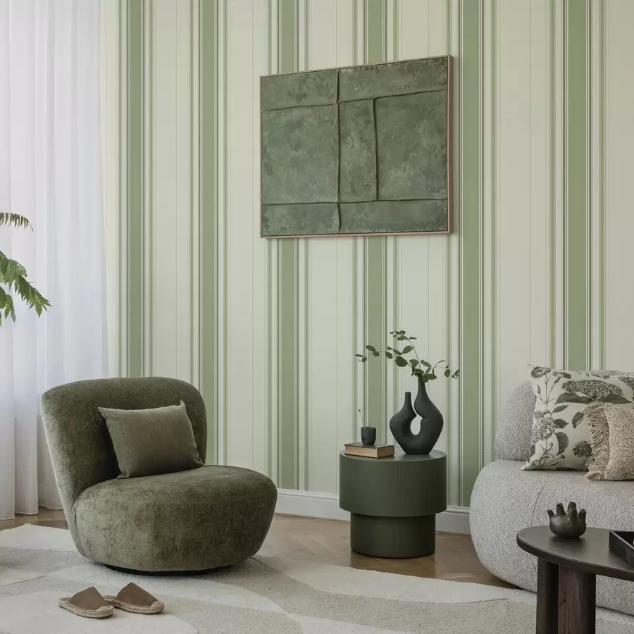 Fototapet Krämfärgad bakgrund med en bred grön mittremsa a00519