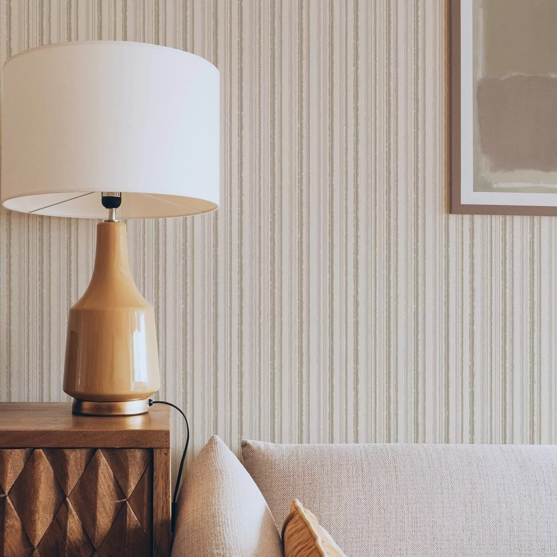 Fototapet Tunna ränder i ljusa beige toner a00549