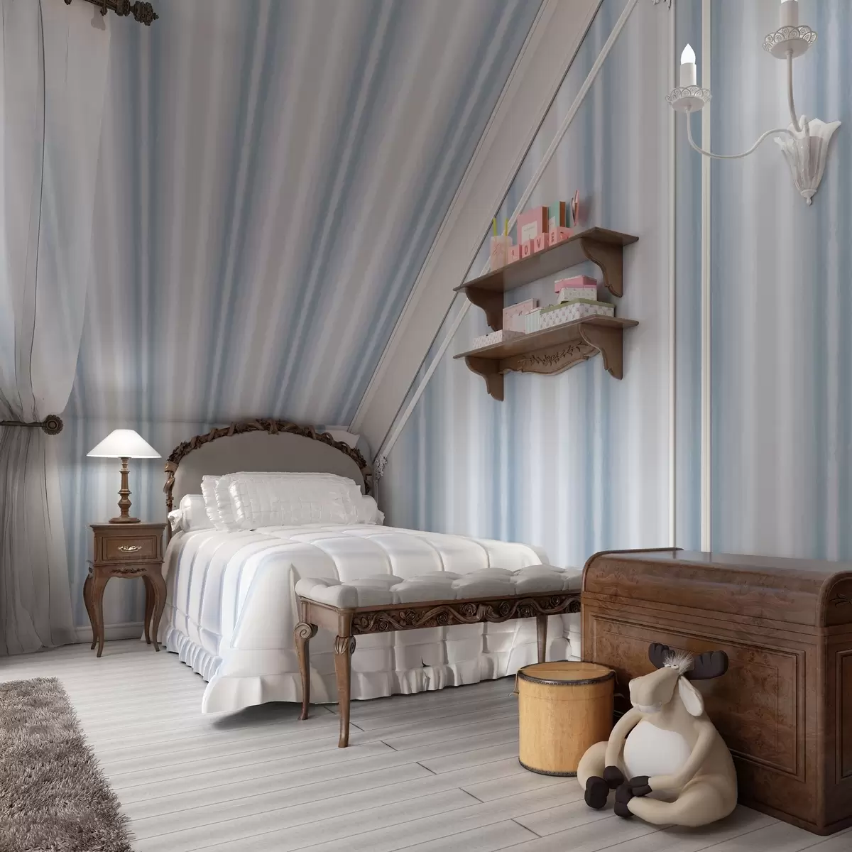 Bakgrund Breda ränder i svala blågrå toner a00551