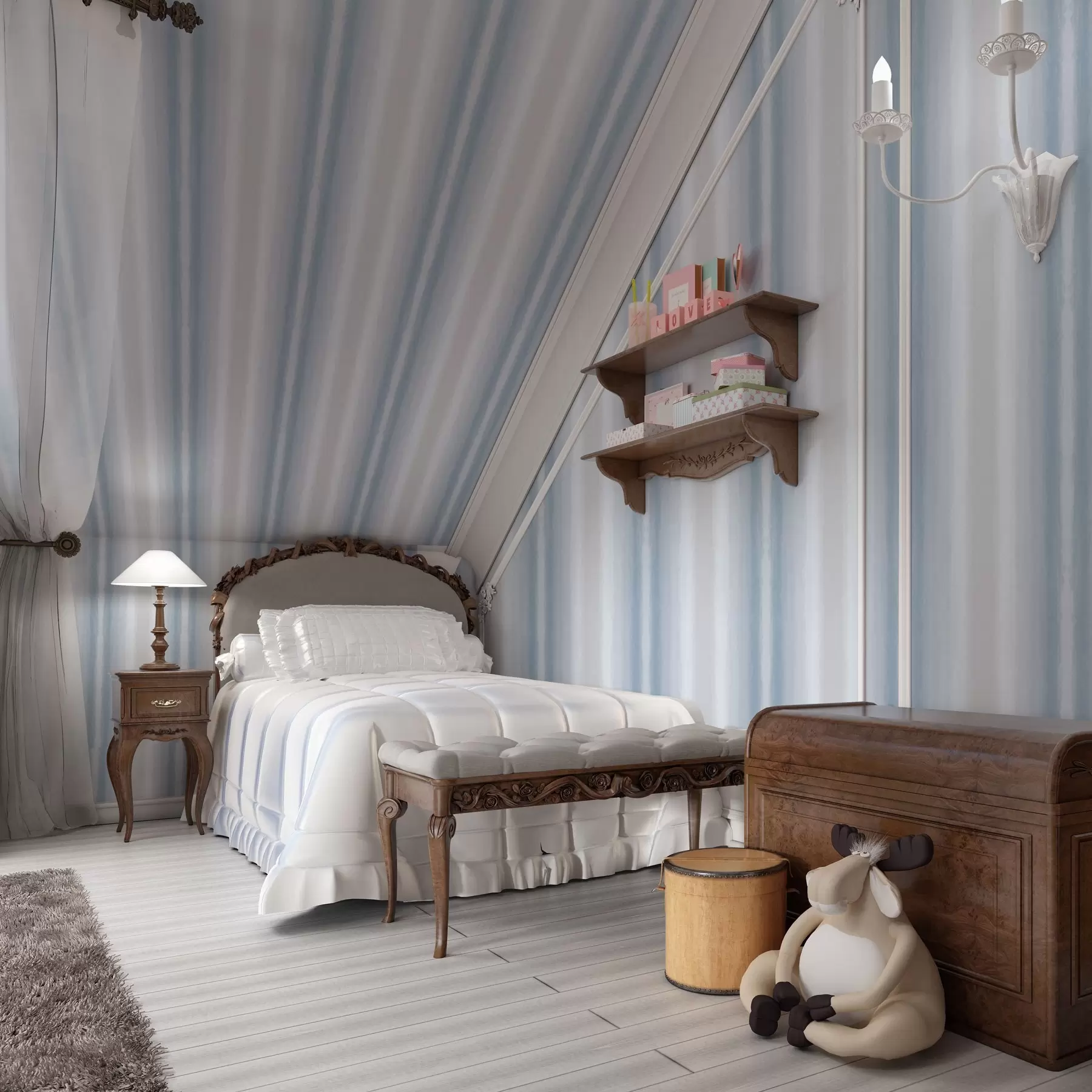 Fototapet Breda ränder i svala blågrå toner a00551