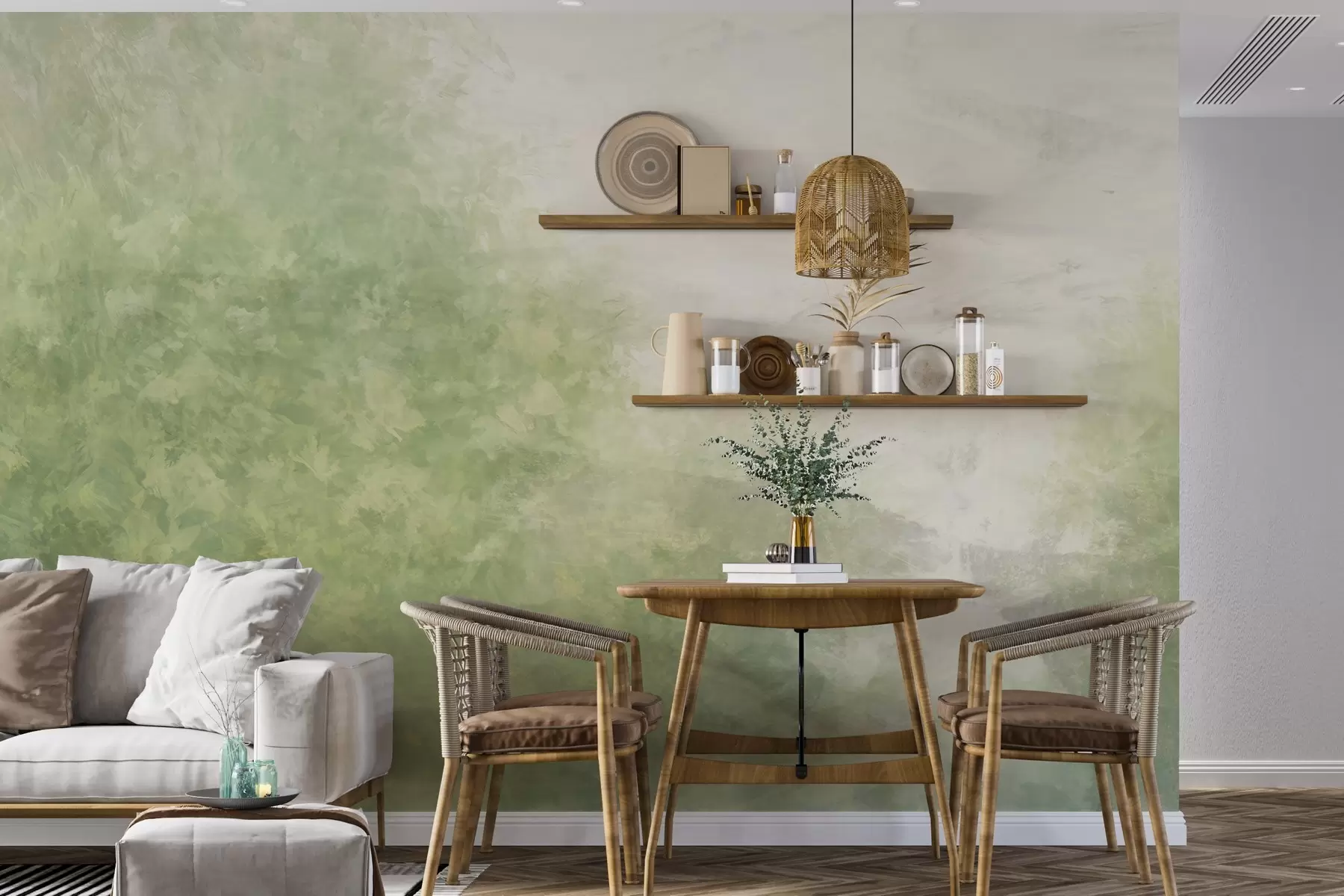 Fototapet  Imitation av löv på en betongvägg w04468