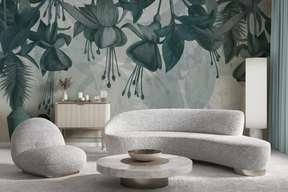 Fototapet Hängande blommor i grungestil w04472v1