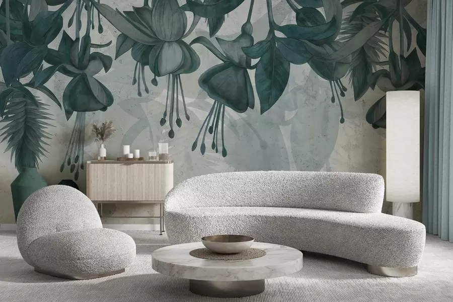 Fototapet Hängande blommor i grungestil w04472v1