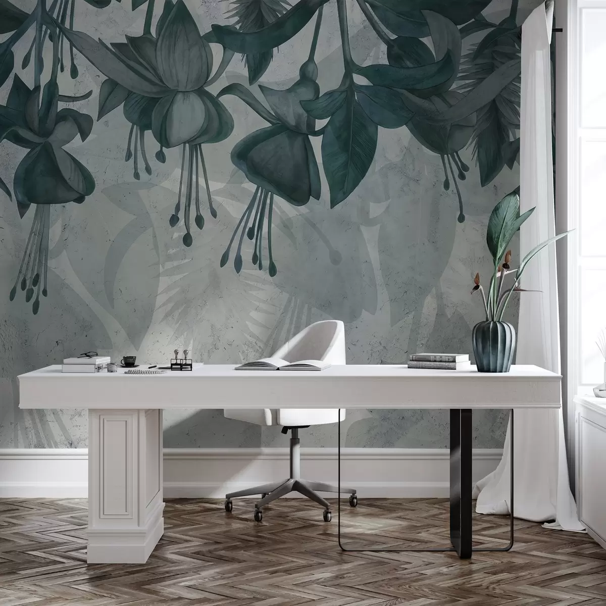 Fototapet Hängande blommor i grungestil w04472v1