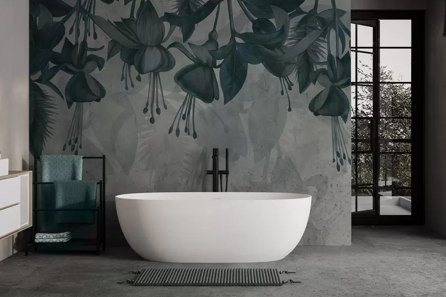 Fototapet Hängande blommor i grungestil w04472v1