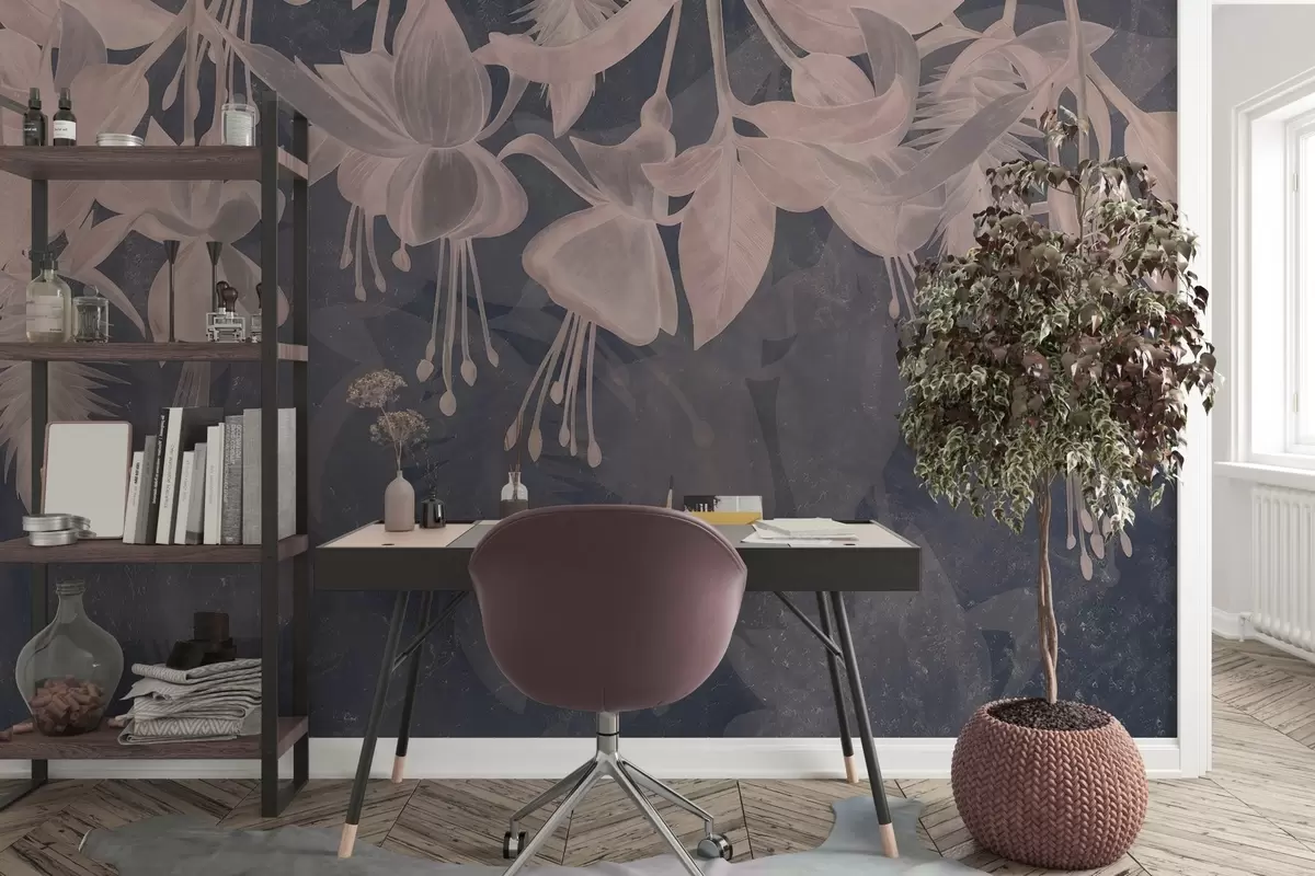 Fototapet Hängande blommor i grungestil w04472v2