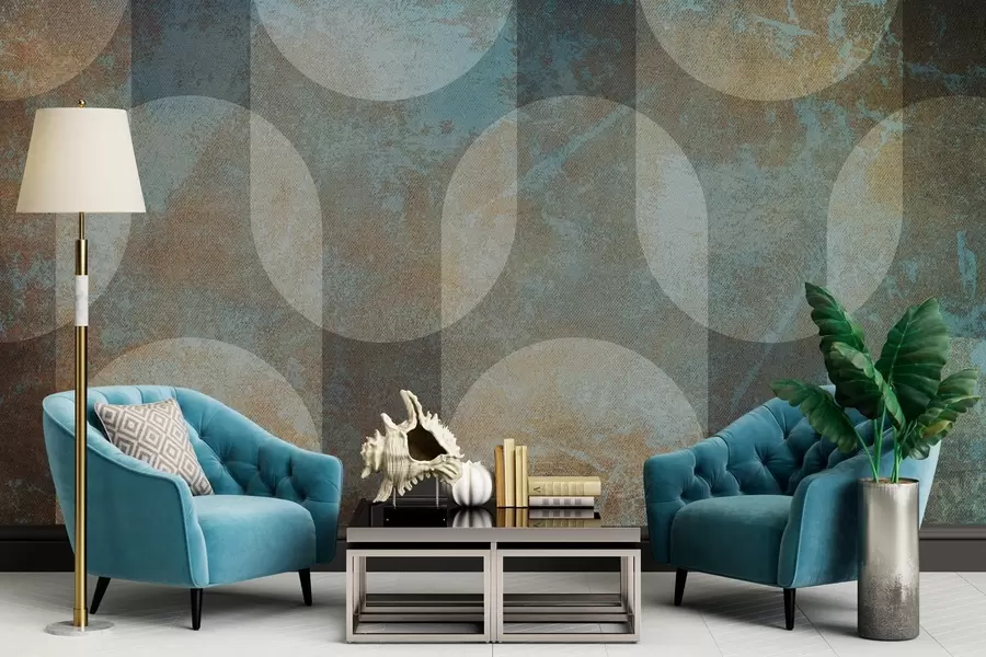 Fototapet Abstrakt geometri i retro-modern stil w04495