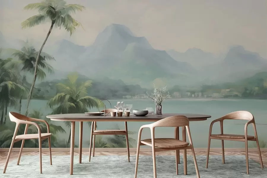 Fototapet Palmer mot bakgrunden av berg w04535