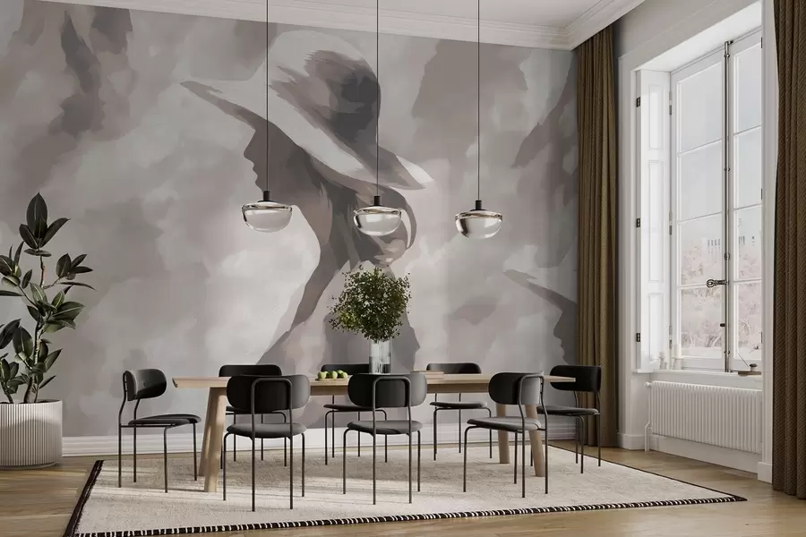 Fototapet Flicka i hatt w04561