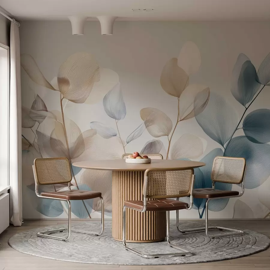 Fototapet eleganta eukalyptusblad med ådror w04503