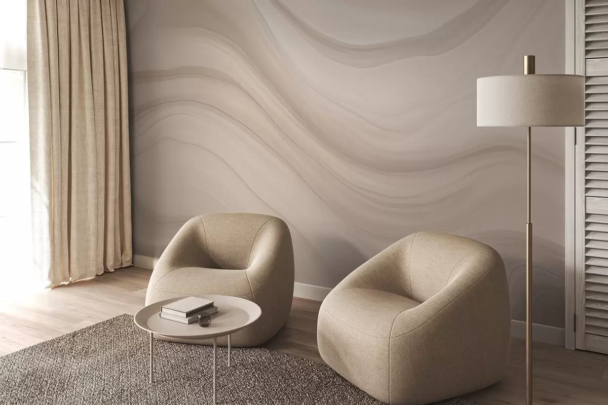 Fototapet Ljusbeige abstraktion med mjuka vågor w04257