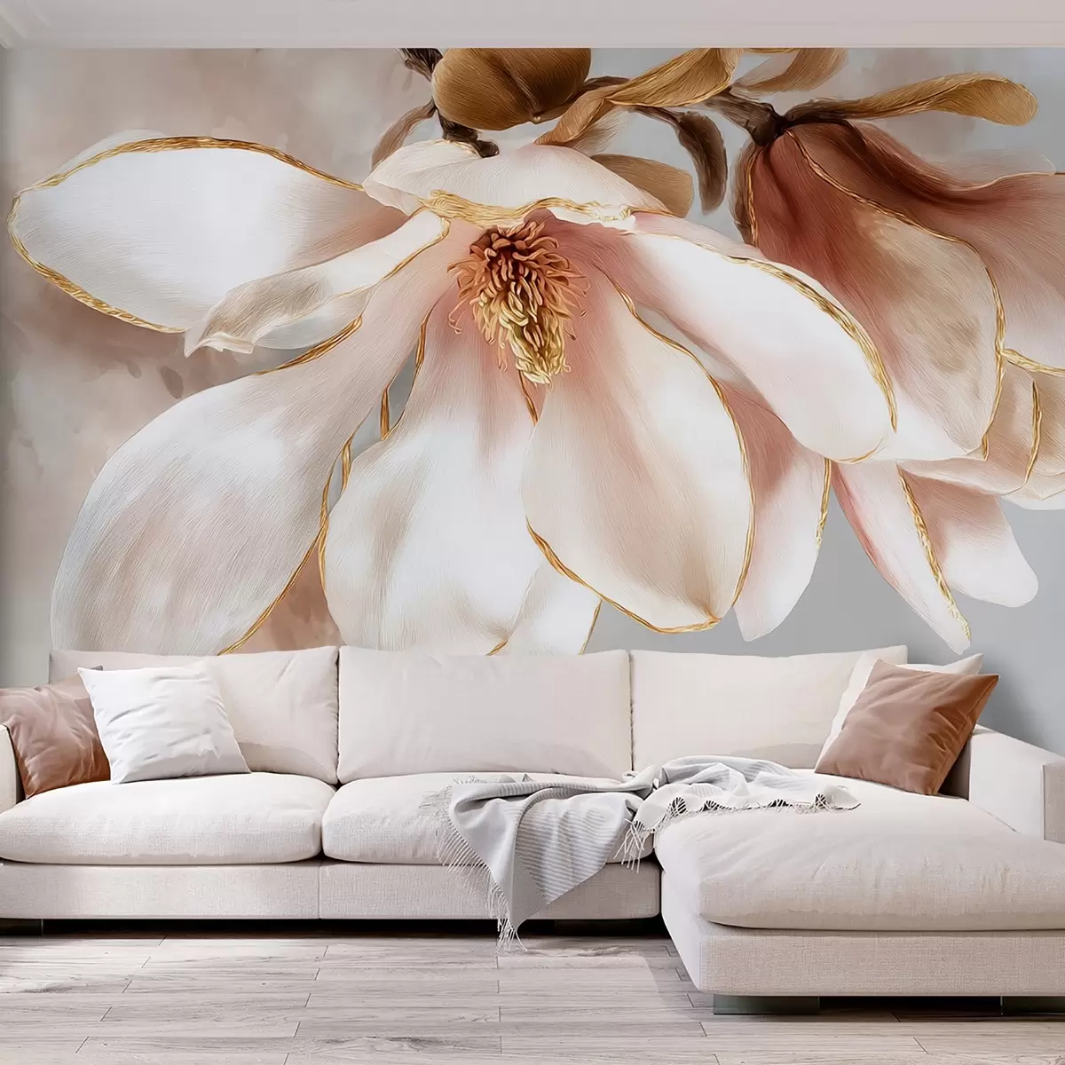 Fototapet Blommande magnolia i pastellfärger w09387