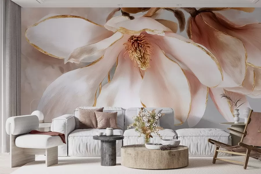 Fototapet Blommande magnolia i pastellfärger w09387