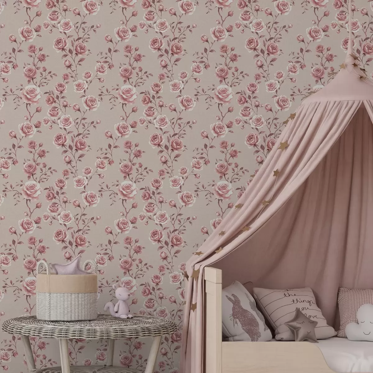 Bakgrund Puderrosa på beige — vintage mönster a00497