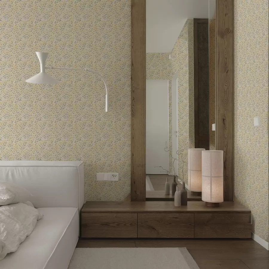 Fototapet Akvarellgula blommor på ljus bakgrund a00570